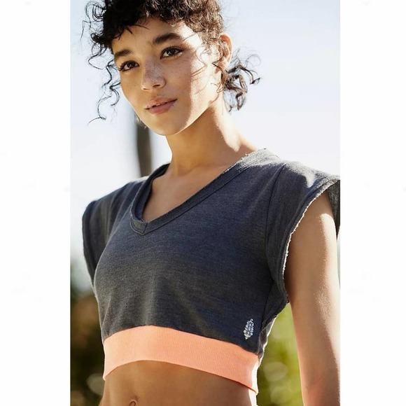 Free People Happy Camper Sweatshirt Tee in Carbon - Picture 2 of 13